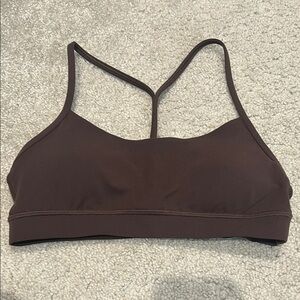 Womens Lululemon Flow Y Bra Nulu, light support, A-C, espresso brown, sz 8